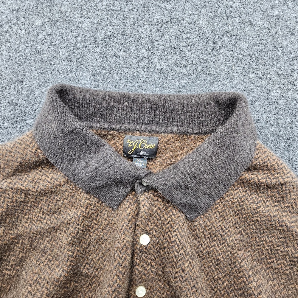 J. CREW 100% Cashmere Herringbone Jacquard Collared Sweater Sz Xl - Picture 13 of 14